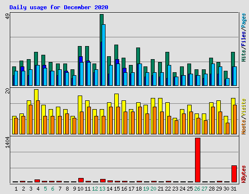 Daily usage for December 2020