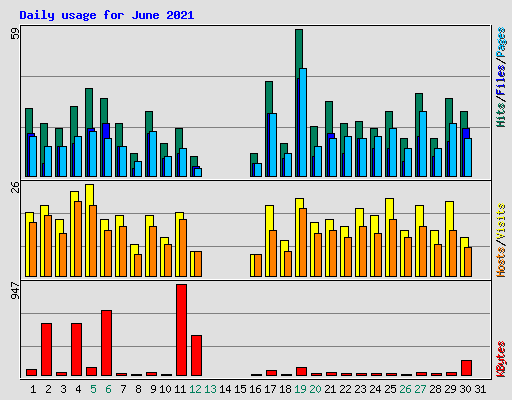 Daily usage for June 2021