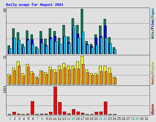 Daily usage for August 2021